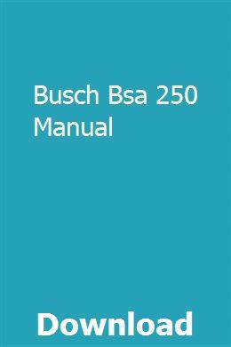 busch bsa 250 manual